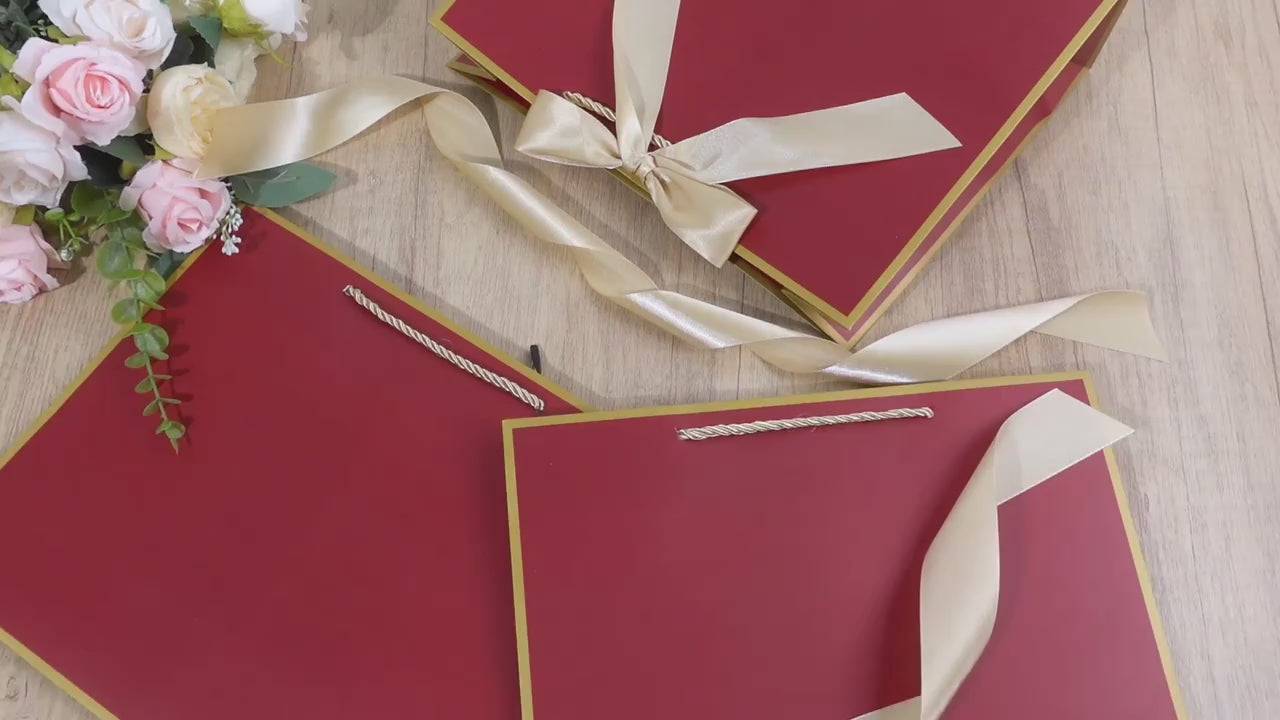 10 stk. Røde Gaveposer med Hanke