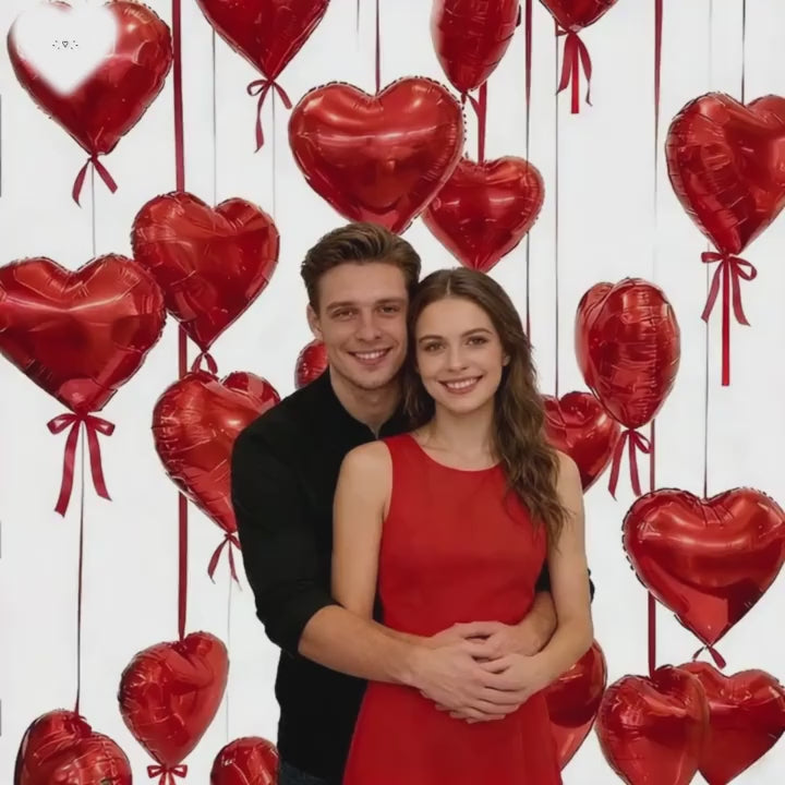 28 Røde Hjertefolieballoner – med Bånd til Hver Anledning (Se video)