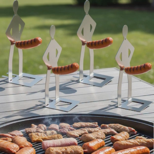 Sjov BBQ Hotdog-Holder i Rustfrit Stål – 4 stk