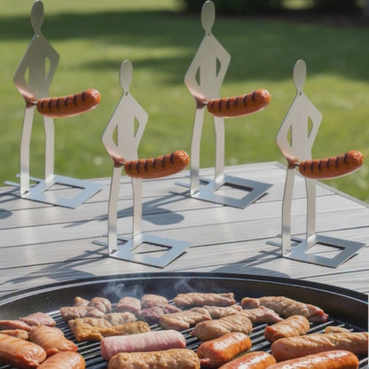 Sjov BBQ Hotdog-Holder i Rustfrit Stål – 4 stk