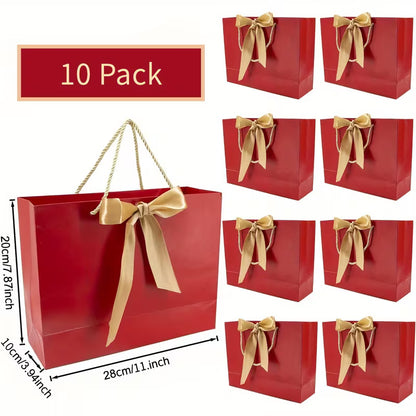 10 stk. Røde Gaveposer med Hanke