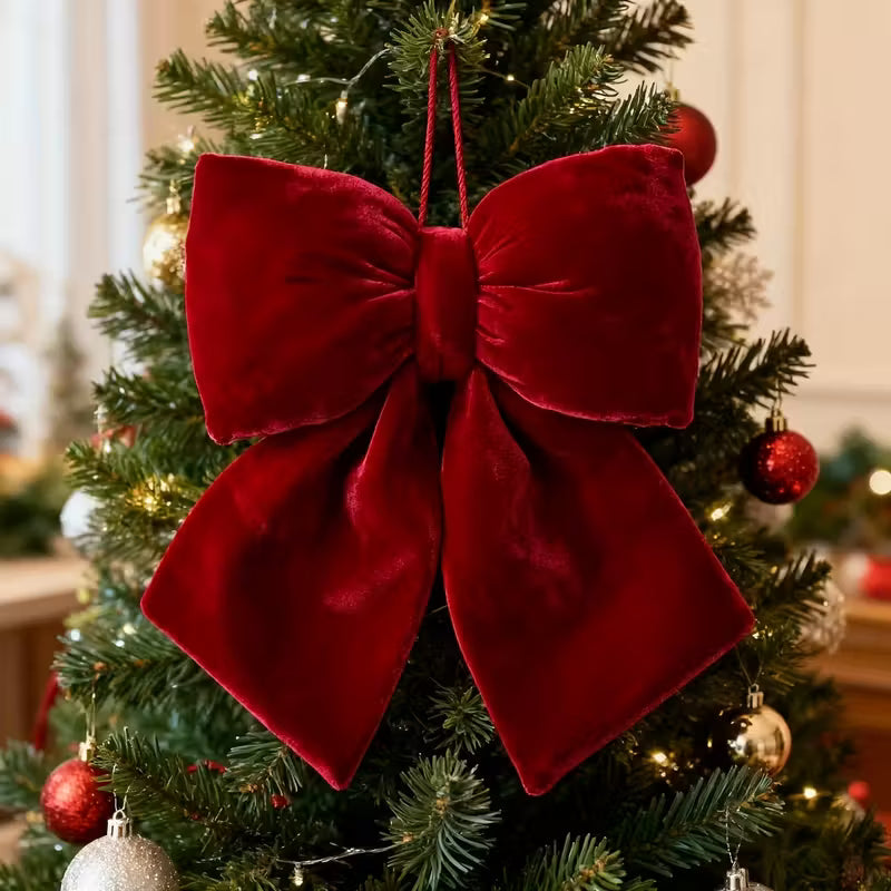 Stor Rød Fløjl 3D Sløjfe