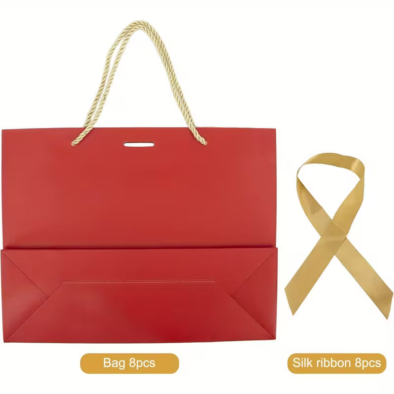 10 stk. Røde Gaveposer med Hanke