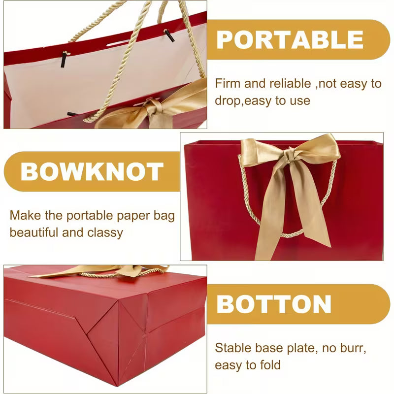 10 stk. Røde Gaveposer med Hanke