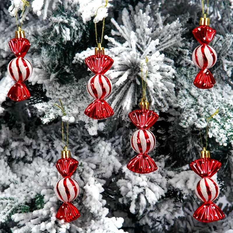 Æske med 6 juletræs "slik" julepynt