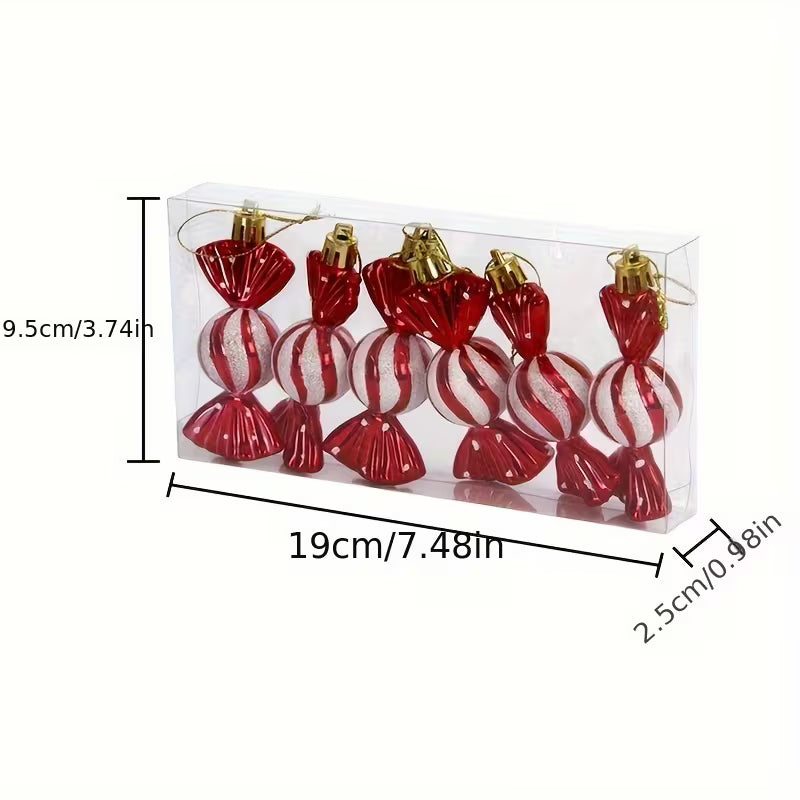 Æske med 6 juletræs "slik" julepynt