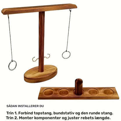 Kreativt træ-krog-og-ring-kastespil – perfekt til fest og hygge