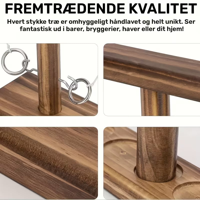 Kreativt træ-krog-og-ring-kastespil – perfekt til fest og hygge
