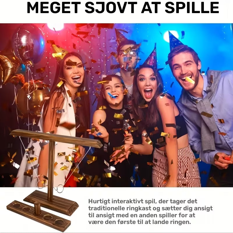 Kreativt træ-krog-og-ring-kastespil – perfekt til fest og hygge