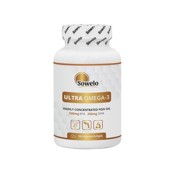 Omega 3 - Ultra Omega 3 - 500 EPA/250 DHA - 100 Softgel kapsler fra Sowelo