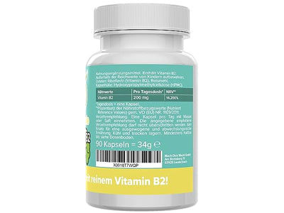 Vitamin B2 Kapsler (Riboflavin) - 200 mg