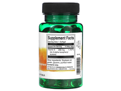 Vitamin E, 400 IU, 100 Softgels (AS-D- Alpha Tocopheryl acetate)