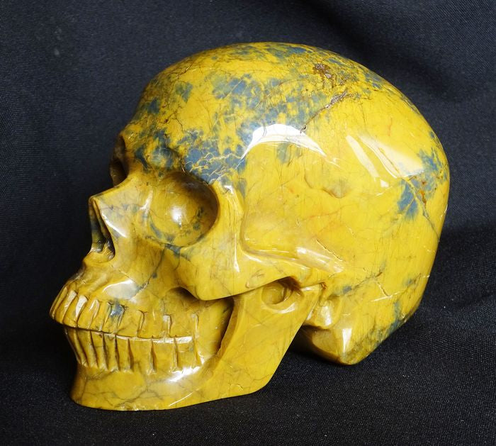 The skull carved into Pietersite crystal