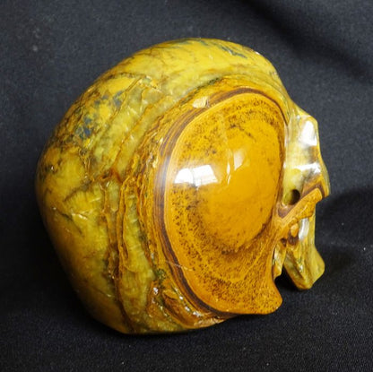 The skull carved into Pietersite crystal