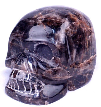 High-quality black quartz skull