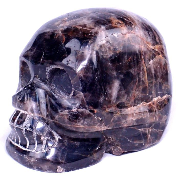 High-quality black quartz skull