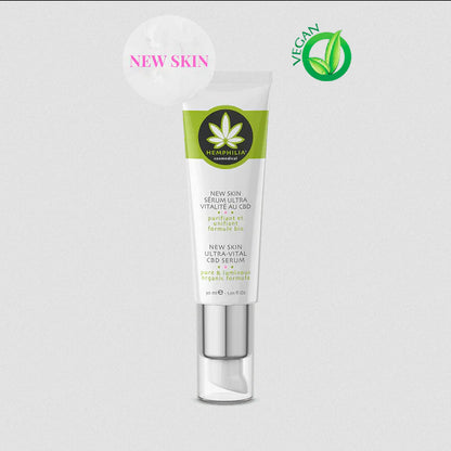 Dybderensende og Udglattende Serum med CBD og Hamp, NEW SKIN, Økologisk