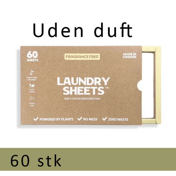 Laundry Sheets – vaskemiddel i ark – uden duft 60 stk.