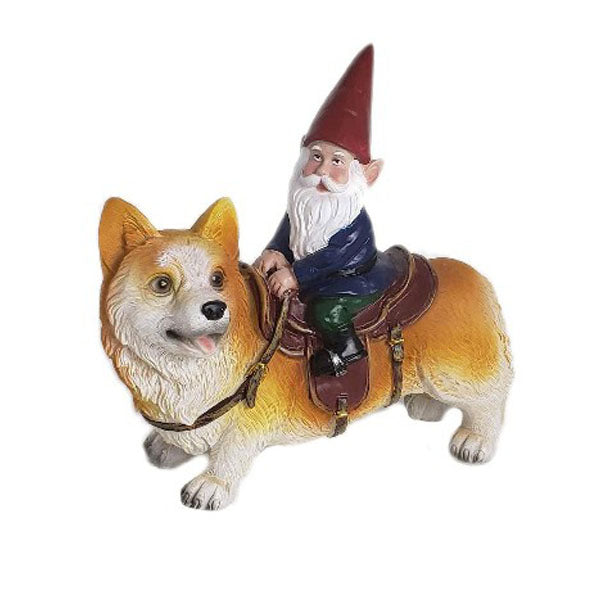 Nisse som ridder på en hund