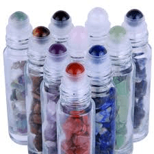 10. stk. Gemstone Glass Roller Bottles