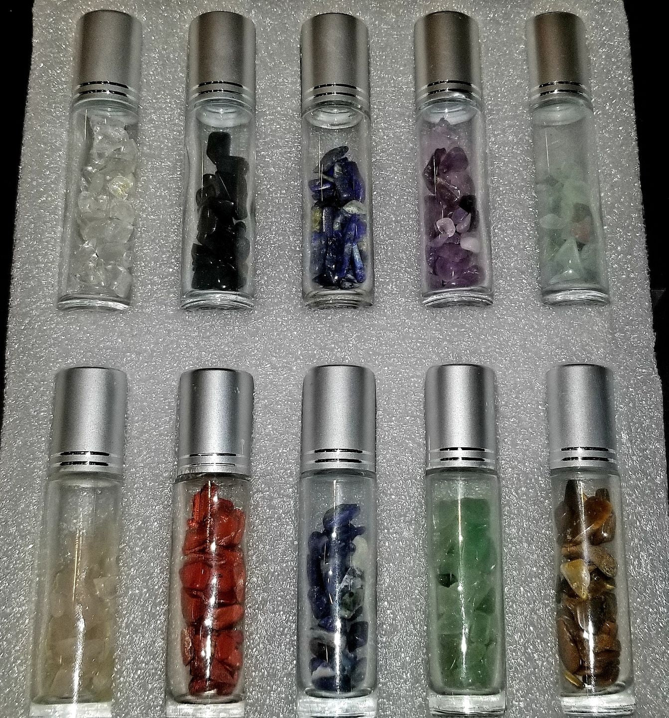 3. stk. Gemstone Glass Roller Bottles