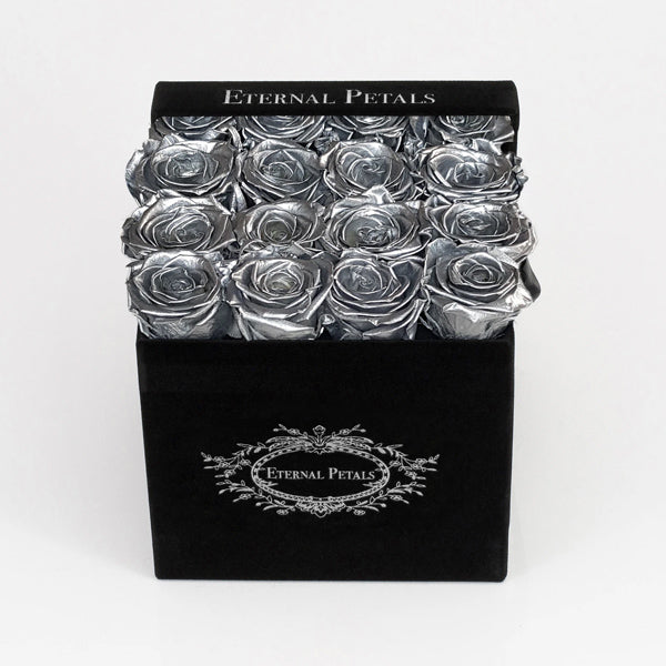 Silver Black Flower Box - Roser som holder ca. 1 år
