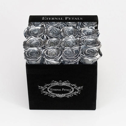 Silver Black Flower Box - Roser som holder ca. 1 år