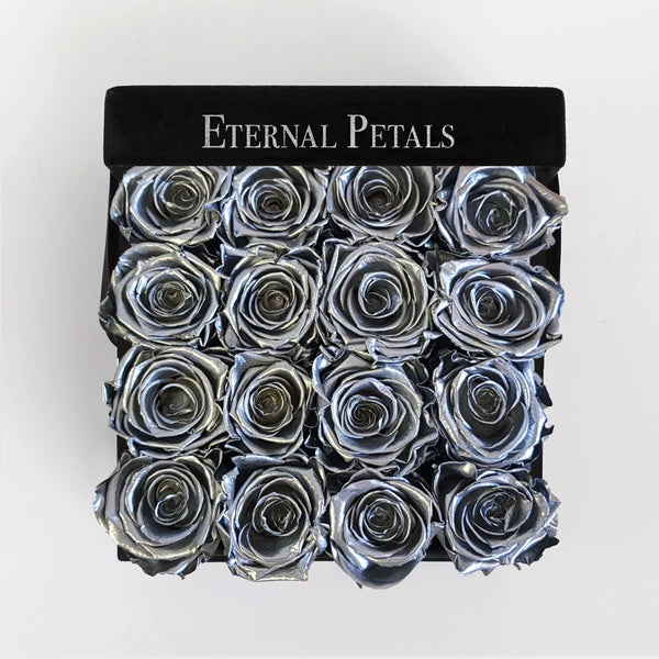 Silver Black Flower Box - Roser som holder ca. 1 år