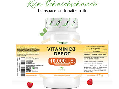 Vitamin D3 10.000 IE (Depot ) 365 tabletter, høj dosering