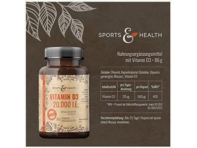 Vitamin D3 20000 Depot - 365 Kapsler - Højdosis Vitamin